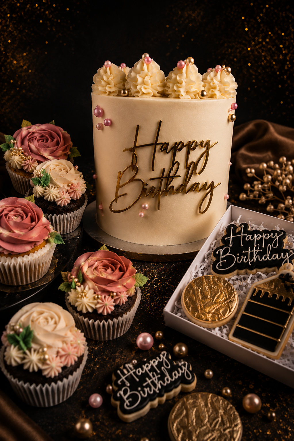 Pink and blue character birthday cake by Signature Sweets